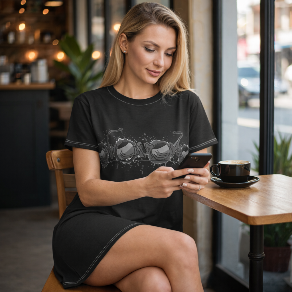 auroncoow60-Midnight Lens Women's T-Shirt Dress