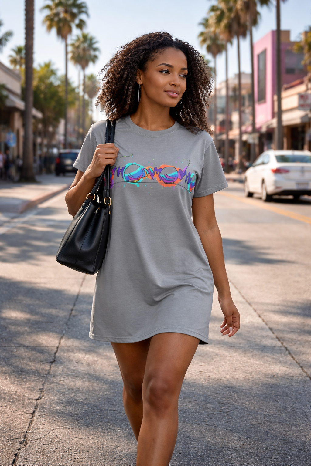 auroncoow60-Midnight Lens Women's T-Shirt Dress