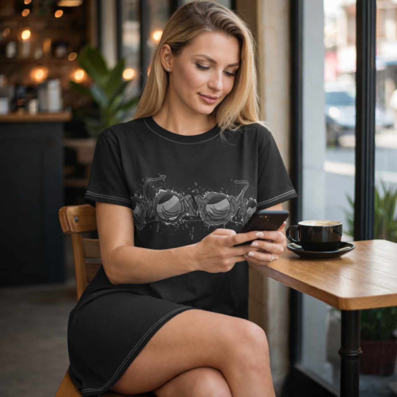 auroncoow60-Midnight Lens T-Shirt Dress