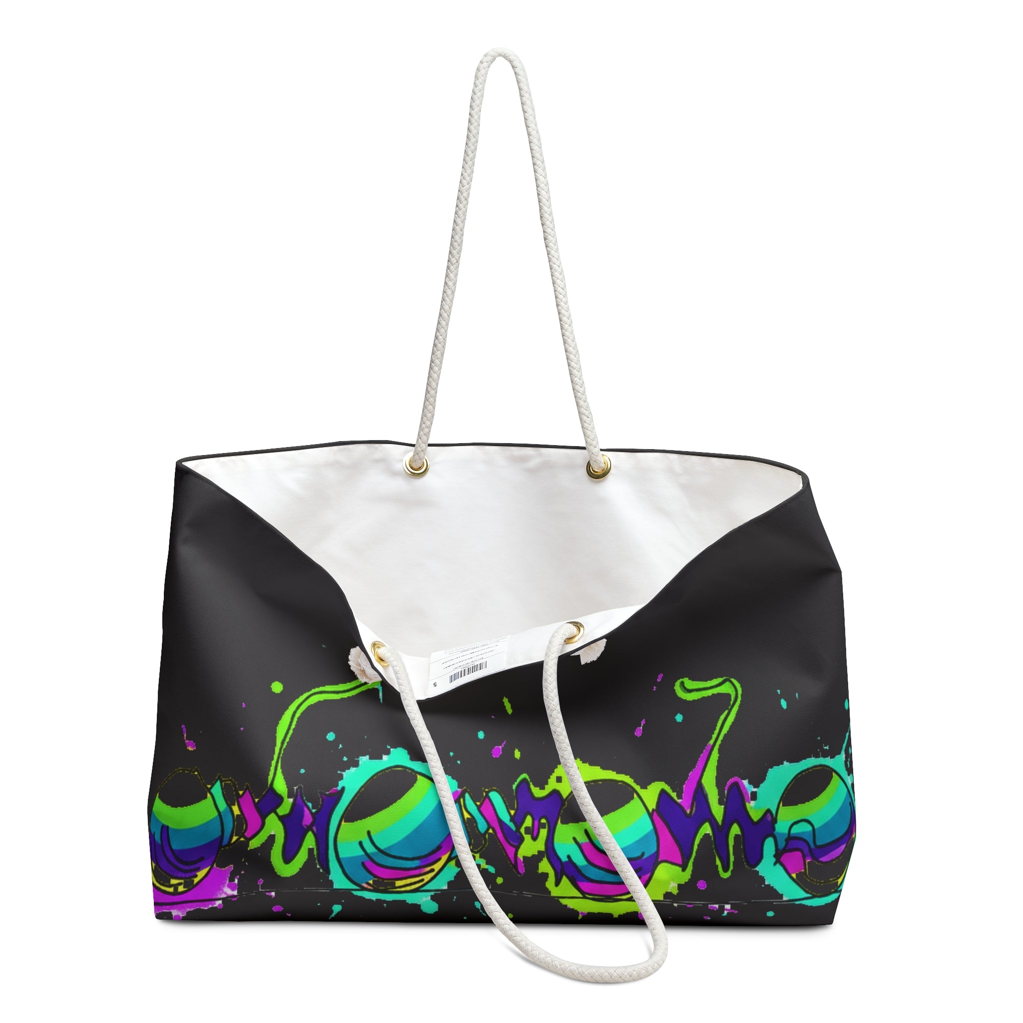 auroncoow60- Flow Yoga Black Statement Carryall Tote with Rope Handles