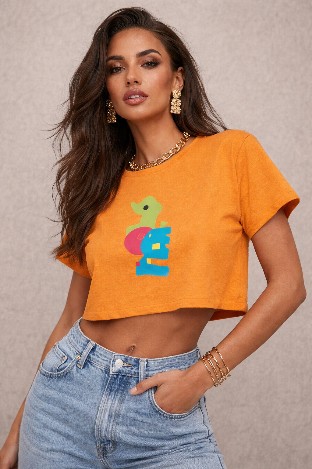 auroncoow60-Color Pop Muse Women's Crop Top Tee