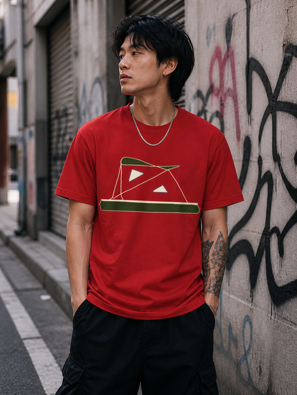 auroncoow60-Geometric Sail Tee
