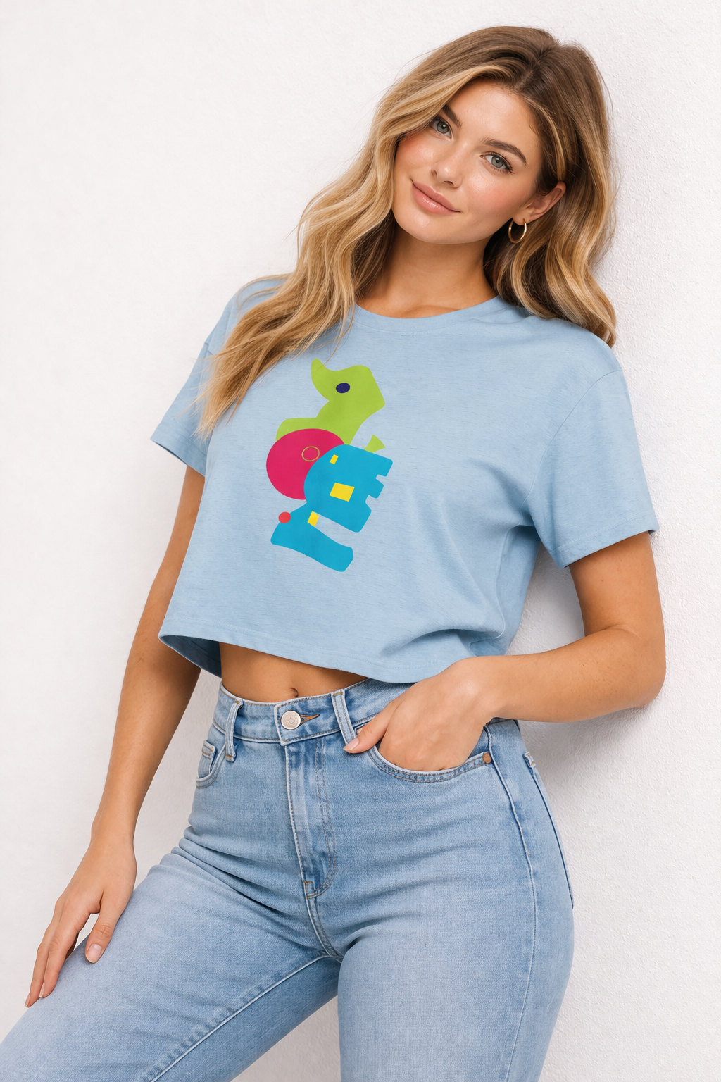 auroncoow60-Color Pop Muse Women's Crop Top Tee